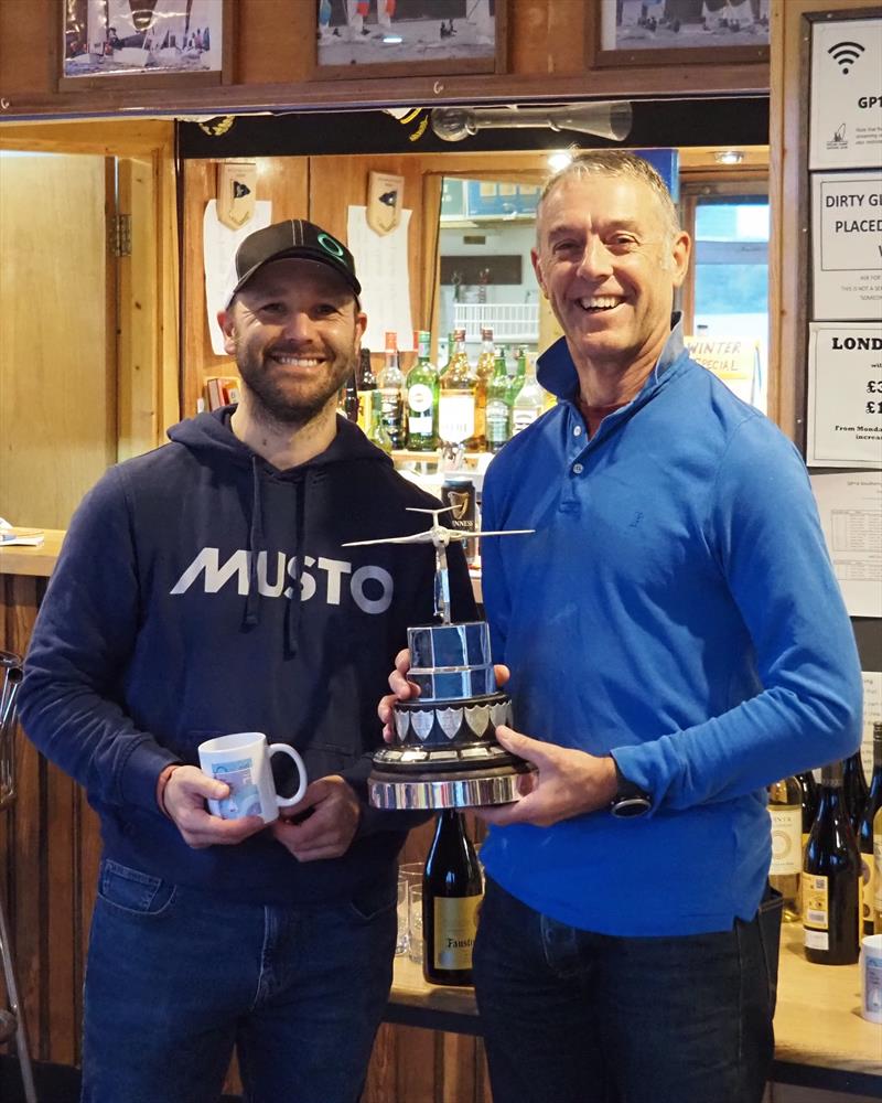 Jasper Barnham and Graham Sexton win the 2025 GP14 Victor Trophy at Welsh Harp photo copyright Luke Howard taken at Welsh Harp Sailing Club and featuring the GP14 class