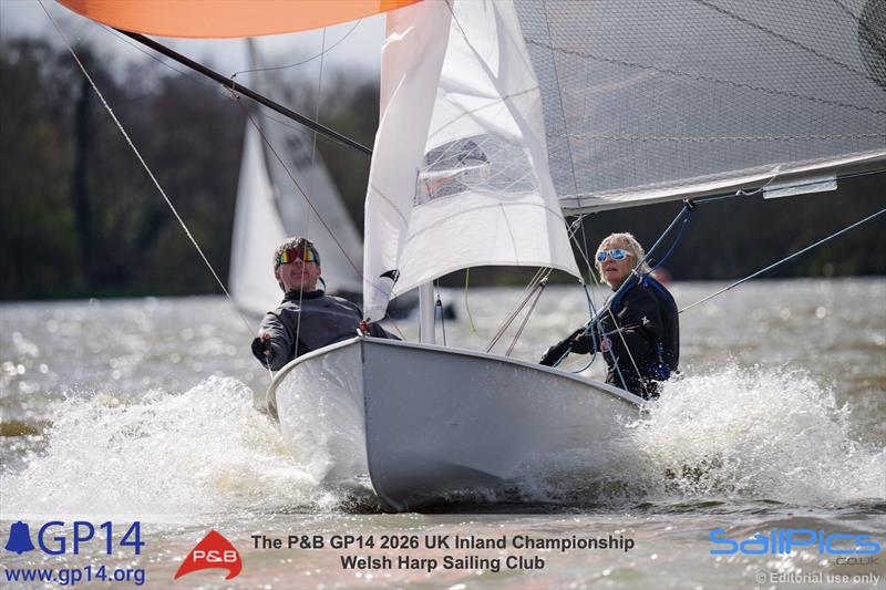 Liz and Will blitzing the bronze fleet during the P&B GP14 2026 UK Inland Championship - photo © Richard Craig / www.SailPics.co.uk