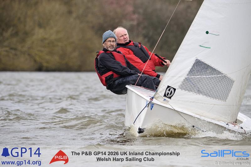 Keith Street and Richard D'Cruz on their way to winning the silver fleet in the P&B GP14 2026 UK Inland Championship - photo © Richard Craig / www.SailPics.co.uk