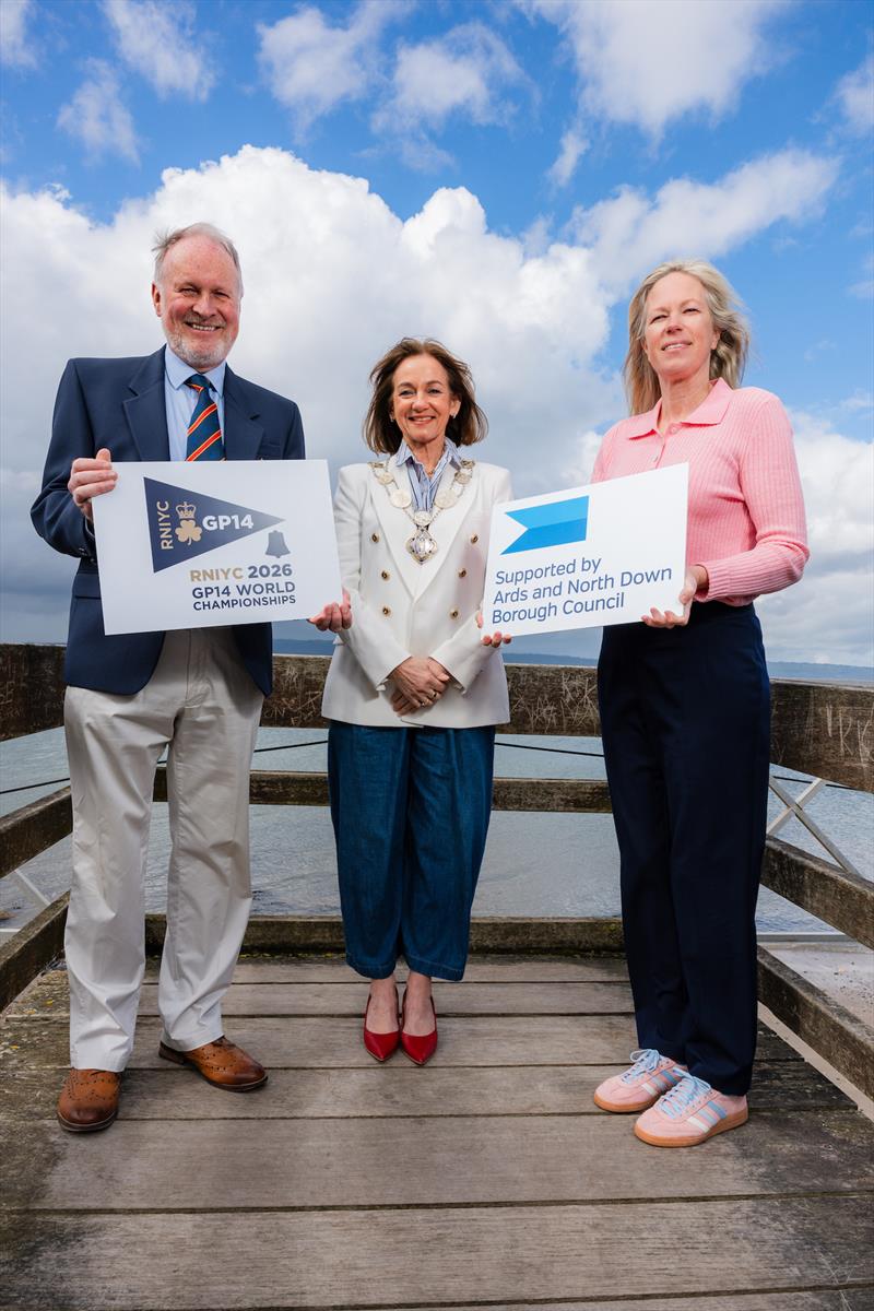 Gerry Reid, Event Director, Cllr Gillian McCollum, Mayor of Ards and NDBC, Lindsay Nolam, Commodore RNIYC - photo © Angela Hunter