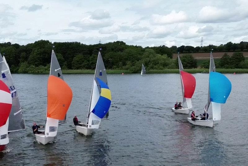 Spinnaker skills under test - GP14 Northern Bell and Midland Bell at Budworth - photo © Paul Donnely