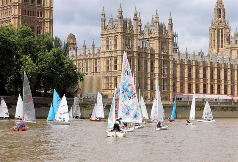 Tideway Dinghy Derby - GP14 8296 approaching the Houses of Parliament photo copyright Mark Jardine taken at Ranelagh Sailing Club and featuring the GP14 class
