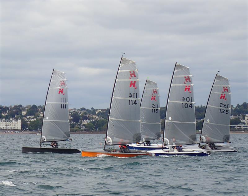 Race 3 start on day 1 of the Hadron H2 Nationals in Torbay photo copyright Keith Callaghan taken at Royal Torbay Yacht Club and featuring the Hadron H2 class