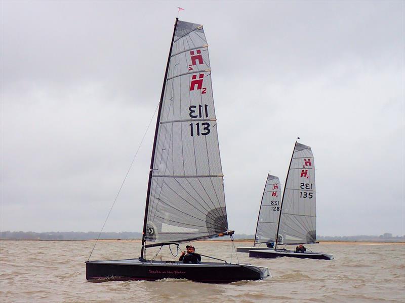 Dave Barker (113) Robin Parsons (135) and Andrew McGaw during the Walton & Frinton YC Hadron H2 open photo copyright Keith Callaghan taken at Walton and Frinton Yacht Club and featuring the Hadron H2 class