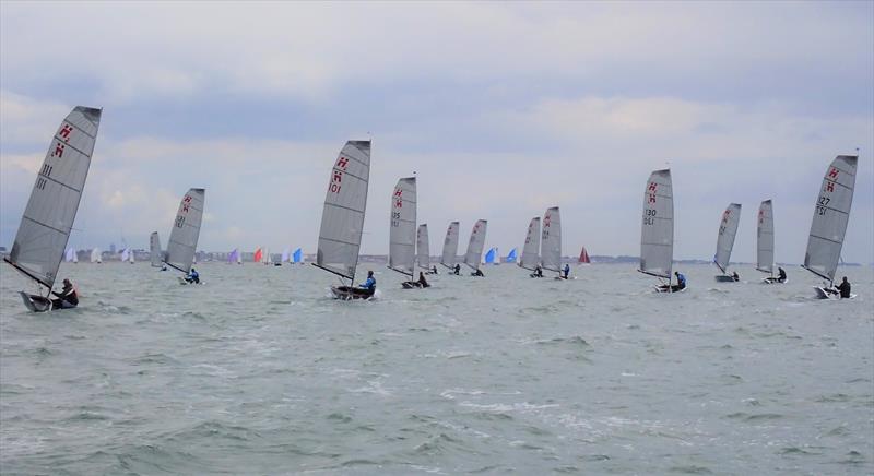 The fleet approach the gybe mark during the Hadron H2 Solent Trophy at Warsash - photo © Keith Callaghan
