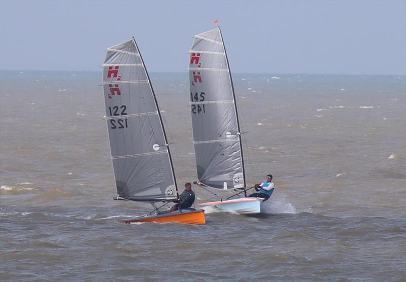 Richard Leftley (145) and Roger Ewart-Smith (122) on the bottom reach, race 2 on day 1 of the Hadron H2 Nationals at Herne Bay - photo © Keith Callaghan