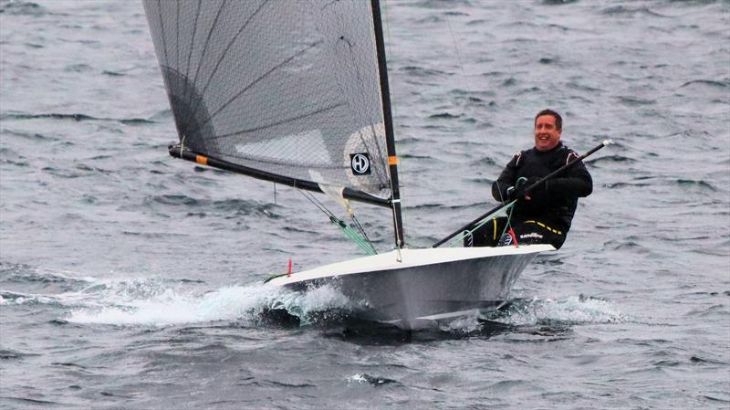 Tim Garvin enjoys his borrowed H2 during the Hadron H2 Inlands at Burghfield photo copyright Keith Callaghan taken at Burghfield Sailing Club and featuring the Hadron H2 class