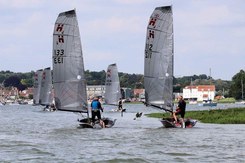 The fleet sails back upriver to Woodbridge after the first ever Hadron H2 open meeting at Deben YC photo copyright Keith Callaghan taken at Deben Yacht Club and featuring the Hadron H2 class