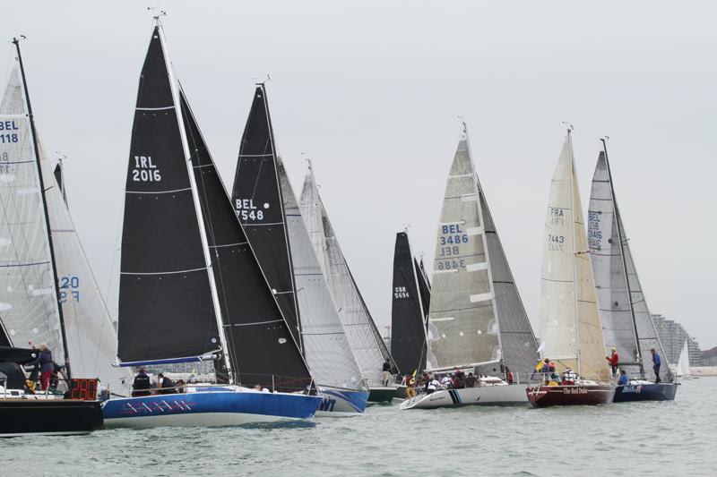 Start of Race 1 - 2018 Half Ton Classics Cup - Day 1 photo copyright Fiona Brown taken at Koninklijke Yachtclub Nieuwpoort and featuring the Half Tonner class