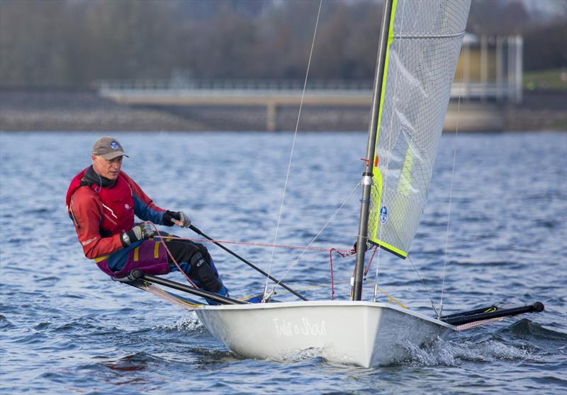 Mike Lyons wins the Fernhurst Books Draycote Dash 2014 photo copyright Tim Olin / www.olinphoto.co.uk taken at Draycote Water Sailing Club and featuring the Halo class