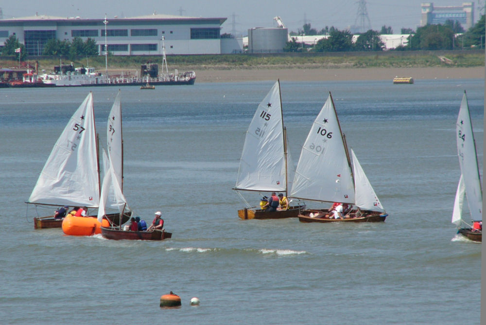 Racing round the first mark at Erith during the Hamble Star open day photo copyright Sarah Mees taken at Erith Yacht Club and featuring the Hamble Star class