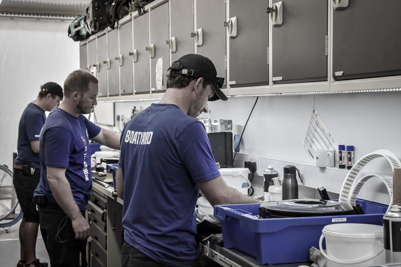 The Harken team servicing the Volvo Ocean Race yachts in Cape Town photo copyright Hannah Cotterell Media taken at  and featuring the  class