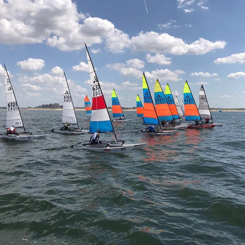 Hobie® Multiworlds And Europeans day 2 photo copyright David Brookes taken at Zeilvereniging Noordwijk and featuring the Hobie 14 class