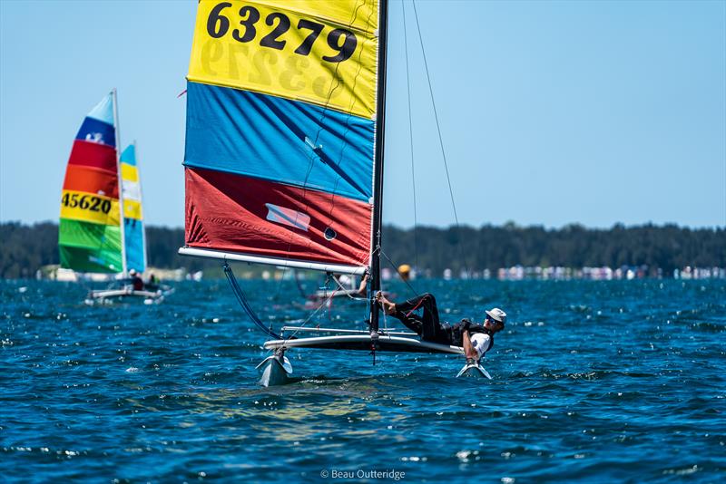 NSW Hobie State Championships on Lake Macquarie photo copyright Beau Outteridge taken at Wangi RSL Amateur Sailing Club and featuring the Hobie 14 class