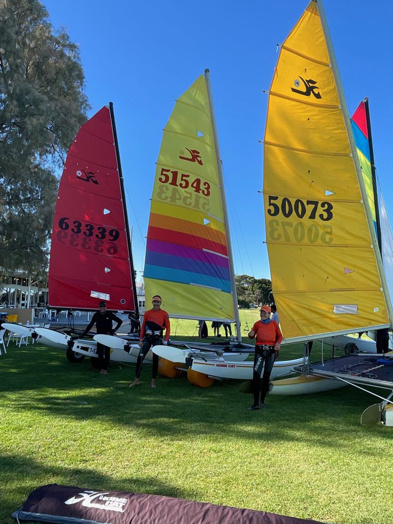 Jason, Cam & Suzzi at Nedlands Yacht Club photo copyright H14 class taken at Nedlands Yacht Club and featuring the Hobie 14 class