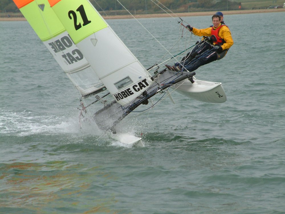 A Hobie 16 flying a hull at the Weston Hobie TT photo copyright Ruth Tayler taken at Weston Sailing Club and featuring the Hobie 16 class