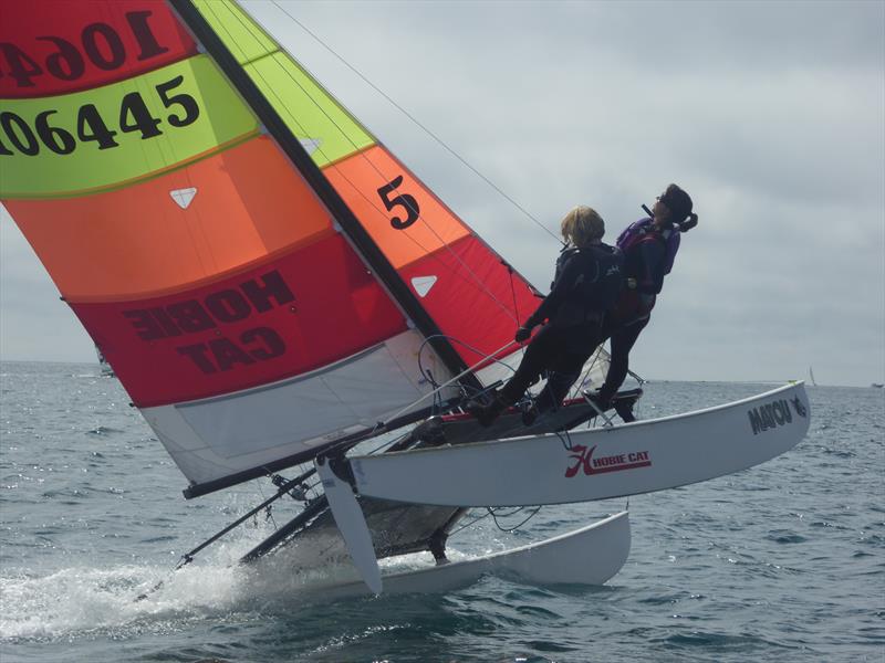 Hobie Cats sailing in Jersey photo copyright Elaine Burgis taken at Royal Channel Islands Yacht Club and featuring the Hobie 16 class