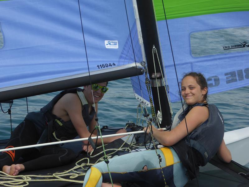 Youth Hobie 16 team, Elsa Swetenham and Owen Harper. 3rd place finishers H16 'A' Fleet during the RCIYC Hobie Fleets Rosscot Spring Series - photo © Elaine Burgis