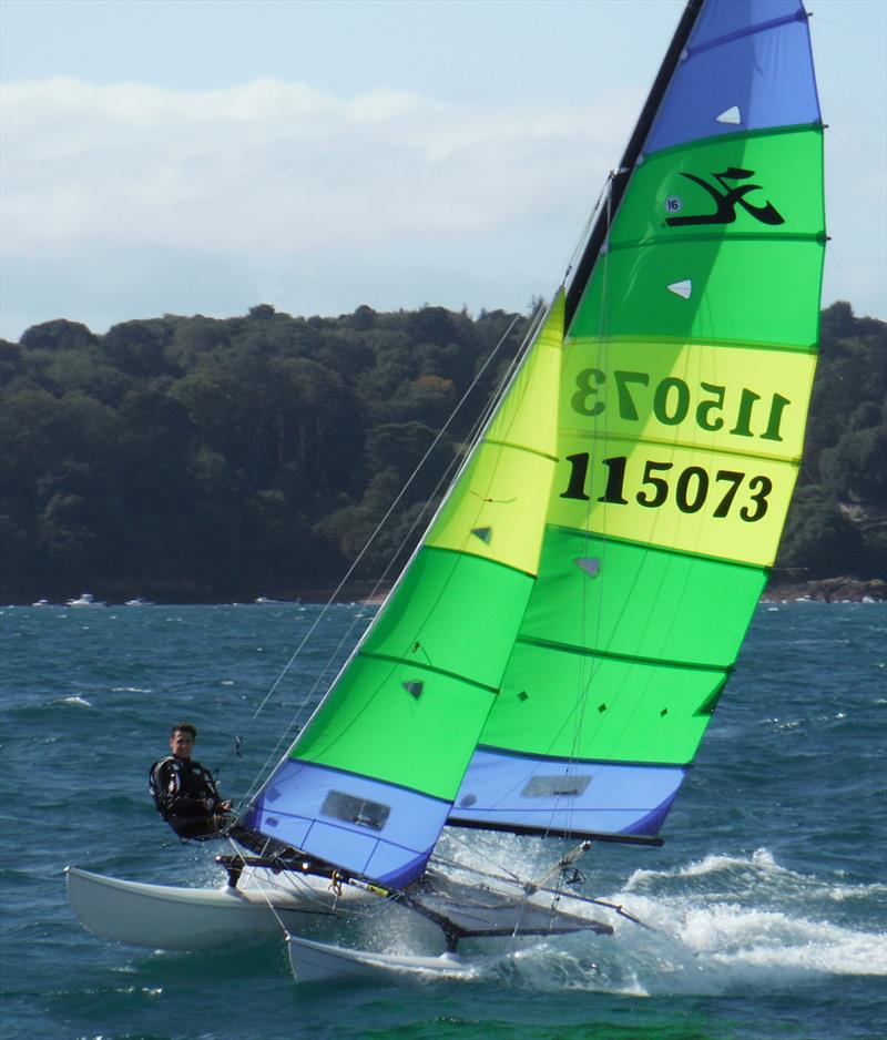 Elsa Swetenham and Owen Harper's Yeah Buoy during the Jackson Yacht Services Bay Races 2019 photo copyright Bill Harris taken at Royal Channel Islands Yacht Club and featuring the Hobie 16 class
