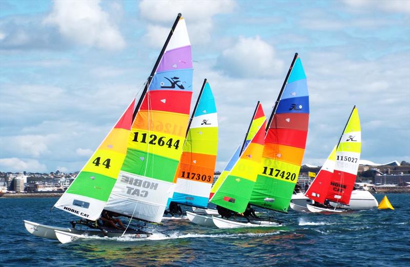Hobie 16s at the Carey Olsen Jersey Regatta 2019 photo copyright Simon Ropert taken at Royal Channel Islands Yacht Club and featuring the Hobie 16 class