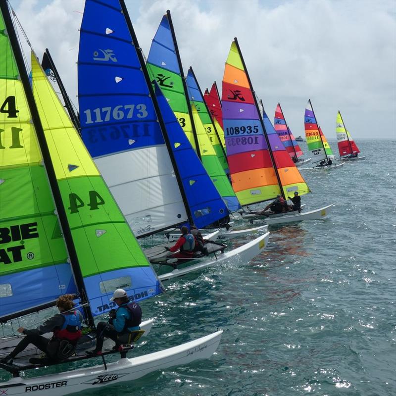 Hobie 16 start during the Savills Channel Islands Hobie Cat Championships - photo © Elaine Burgis