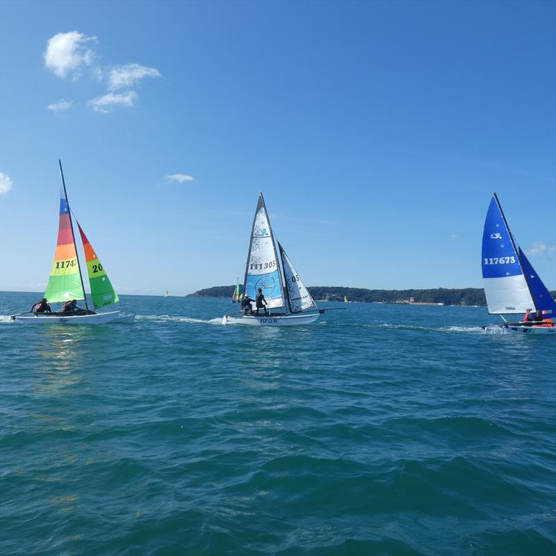 RCIYC Hobie Fleet - Love Wine 'Summer Breeze' series - Racing towards 'A' mark photo copyright Elaine Burgis taken at Royal Channel Islands Yacht Club and featuring the Hobie 16 class