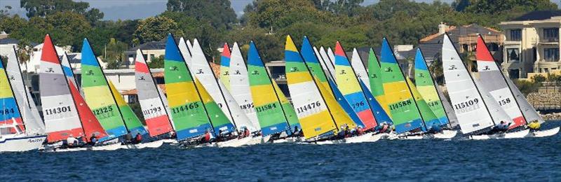 Spectacular Hobie 16 racing on the Swan River in Perth - Hobie 16 State Championships 2019 - photo © Lindsay Preece / Ironbark Photos