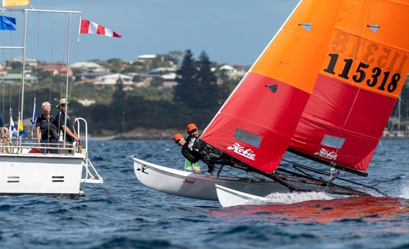 Cam and Suzzi defend title - 2021 WA Hobie Cat State Championships photo copyright Drew Malcolm taken at Esperance Bay Yacht Club and featuring the Hobie 16 class