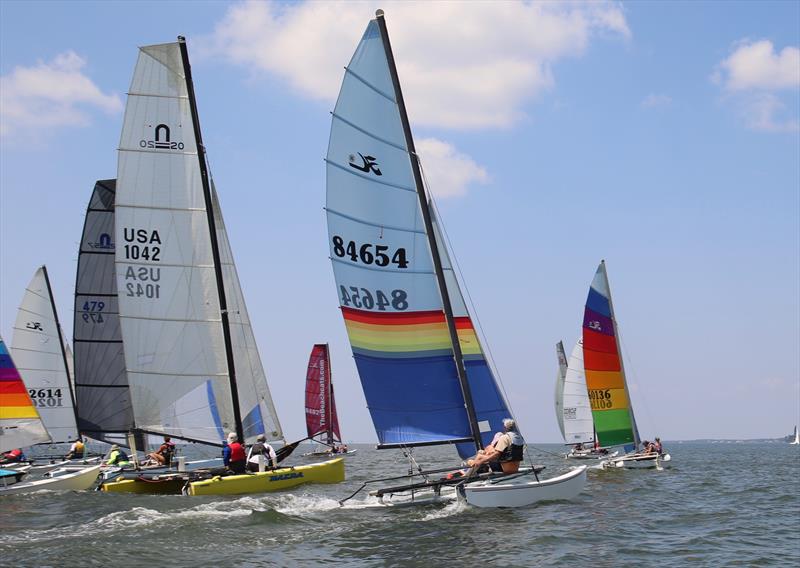 Racecourse action at the Juana Good Time Regatta photo copyright Navarre Press taken at New York Yacht Club and featuring the Hobie 16 class