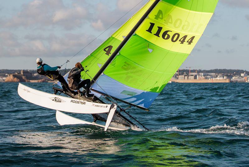 Estimating Services Minquiers Cat Dash photo copyright Jack Clayden taken at Royal Channel Islands Yacht Club and featuring the Hobie 16 class