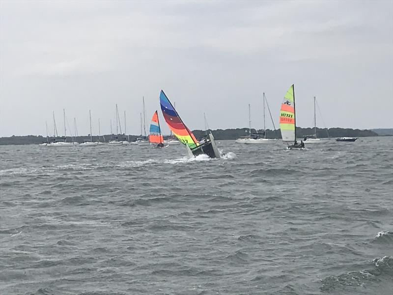 Pitchpole in strong wind during the 2022 British National Hobie 16 Championship - photo © Hazel Beard