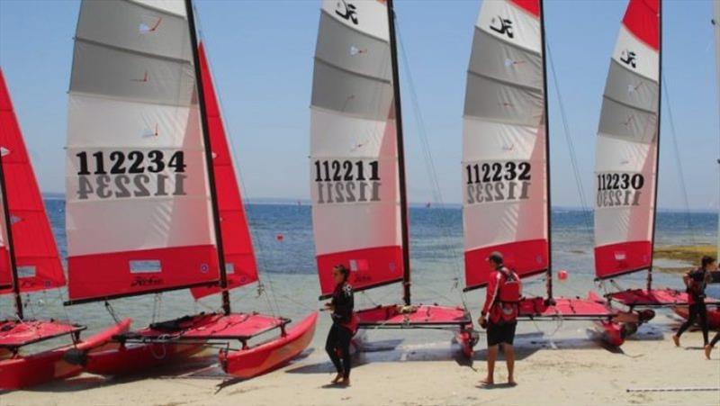 The red rockets – 2010-11 Hobie Nationals Charter Boats photo copyright hobiecat.asn.au taken at Jervoise Bay Sailing Club and featuring the Hobie 16 class