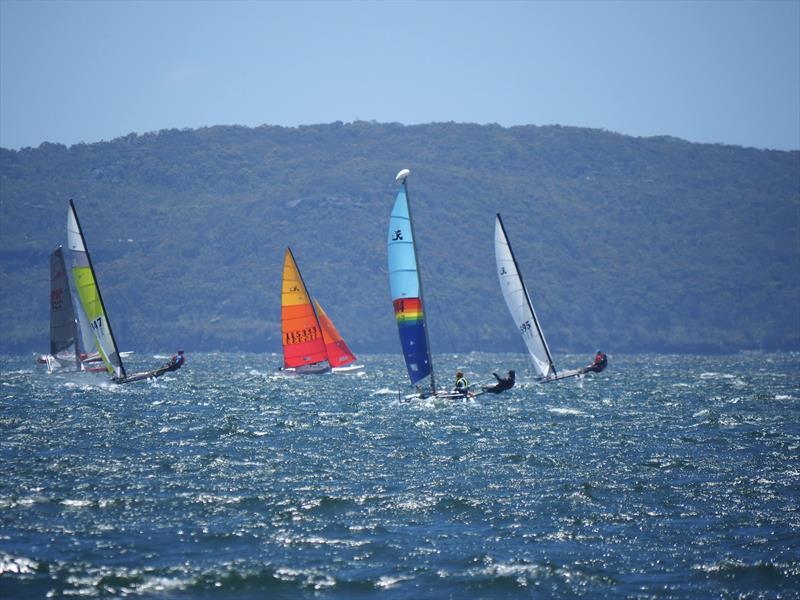 Palm Beach Sailing Club's annual 'Beware The Bullets' Regatta - Dhaawarri, trucking upwind with the future of our class in control - photo © Dick Clarke