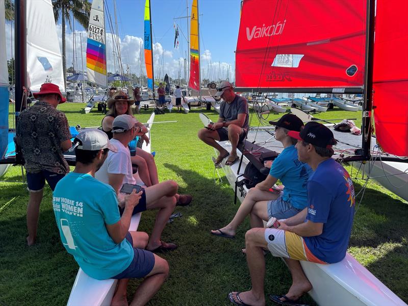 Time to chat - Hobie 16 WA State Championship - photo © Hobie Class Association of WA