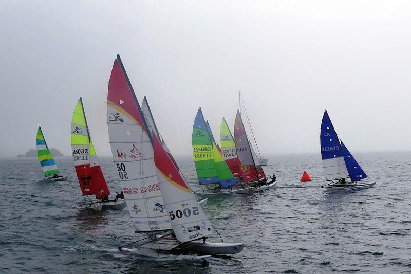 Class 6 start - Nick Cousins Memorial Spring Regatta at Royal Channel Islands YC photo copyright Bill Harris taken at Royal Channel Islands Yacht Club and featuring the Hobie 16 class