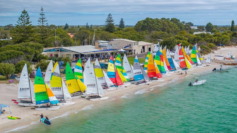 Lineup at GBYC photo copyright Prodrone Worx taken at Geographe Bay Yacht Club and featuring the Hobie 16 class