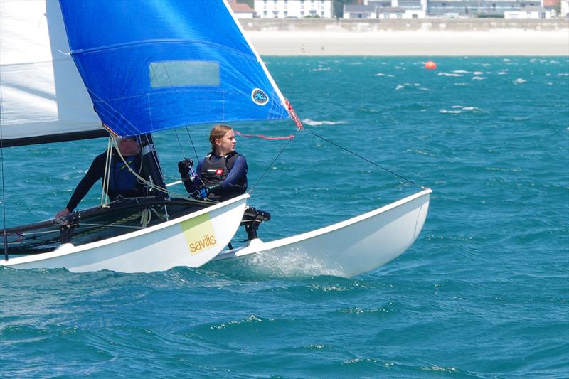 Day 1 - Investec Channel Islands Hobie Cat Championships in Jersey photo copyright Carin Washington taken at Royal Channel Islands Yacht Club and featuring the Hobie 16 class