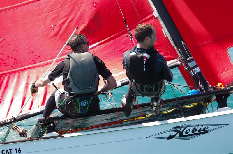 Day 1 - Investec Channel Islands Hobie Cat Championships in Jersey photo copyright Carin Washington taken at Royal Channel Islands Yacht Club and featuring the Hobie 16 class