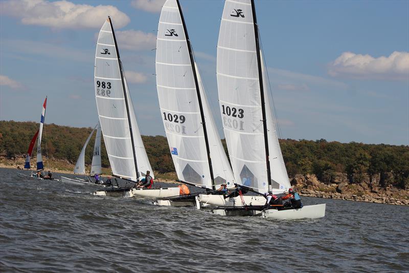 Hobie 20 racecourse action on the waters of Lake Hefner - photo © Josh and Whitney Benge collection