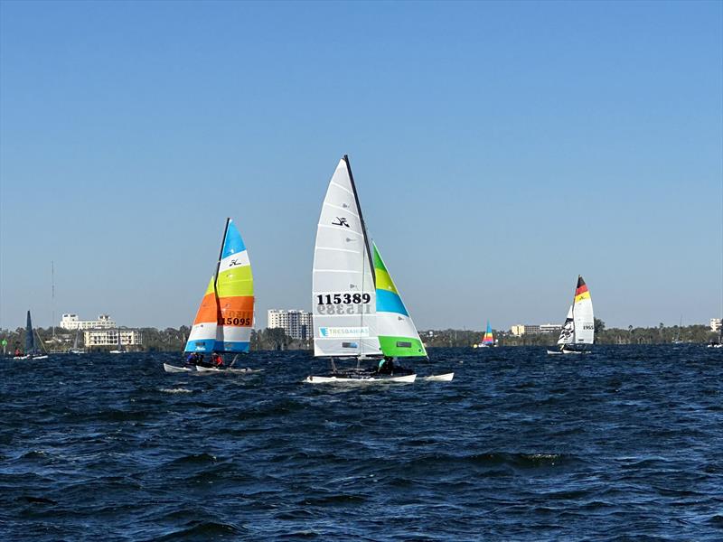 Racecourse action at the Bluster Regatta photo copyright Lisa Herendeen taken at New Bern Yacht Club and featuring the Hobie 18 class