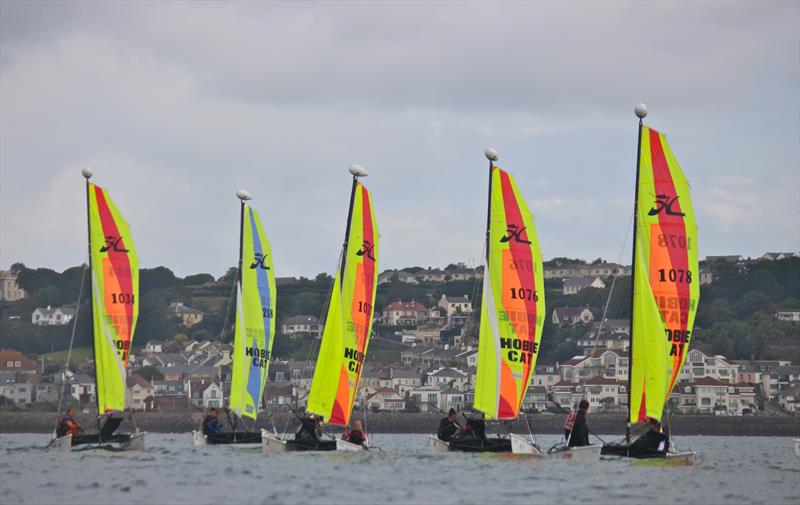 Hobie Dragoon start at the 2015 UBS Jersey Regatta - photo © Louise Bennett-Jones