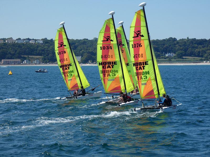 Juniors in Dragoons at the Channel Islands Hobie Cat Championships 2018 photo copyright Elaine Burgis taken at Royal Channel Islands Yacht Club and featuring the Hobie Dragoon class