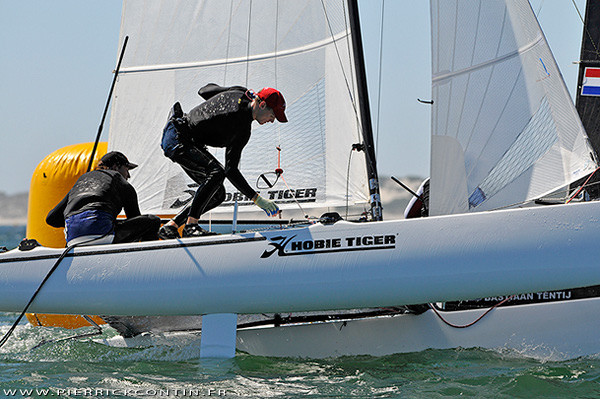 Lovig & Gibson on day one of the Hobie Tiger worlds in South Africa photo copyright Pierrick Contin taken at  and featuring the Hobie Tiger class