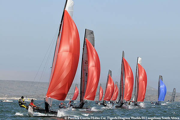 Racing on day five of the Hobie Tiger worlds in South Africa photo copyright Pierrick Contin taken at  and featuring the Hobie Tiger class