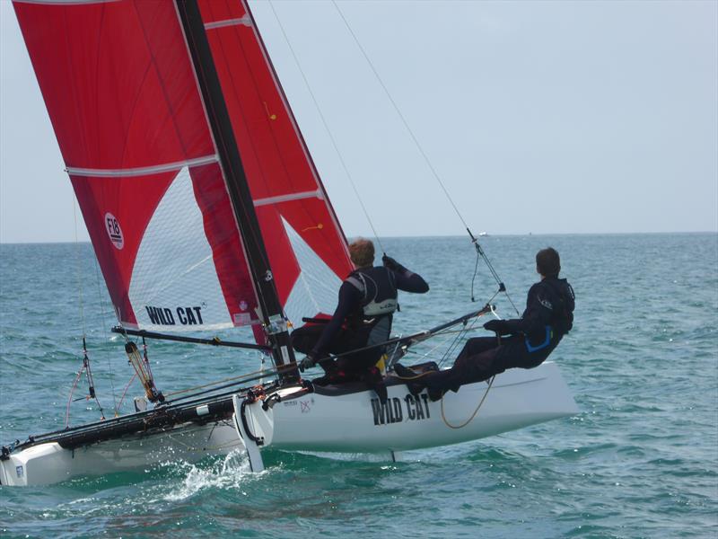 2nd placed Wildcat Andy Hart & Michael Kinross at the Channel Islands Hobie Cat Championships photo copyright Elaine Burgis taken at Royal Channel Islands Yacht Club and featuring the Hobie Wild Cat class