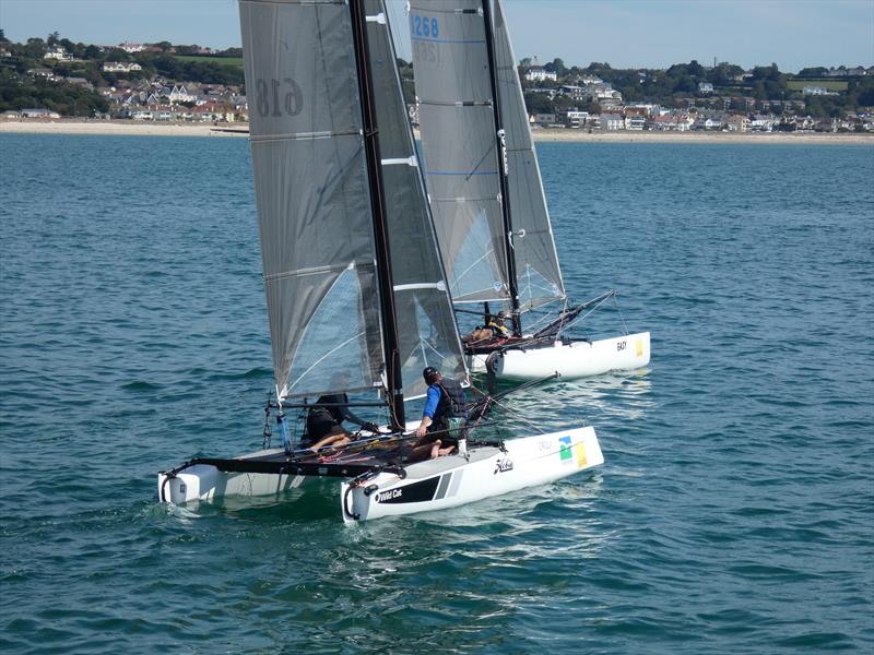 Channel Islands Hobie Cat Championships 2019 photo copyright Elaine Burgis taken at Royal Channel Islands Yacht Club and featuring the Hobie Wild Cat class