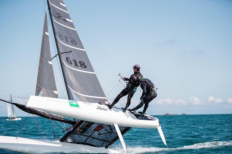 Hobie Wildcat winners, Adrian Jesson and Paul Martin, in the Estimating Services Minquiers Cat Dash - photo © Jack Clayden