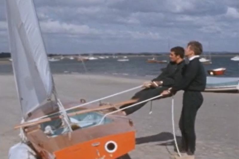 Hornet rigging up in 1969 photo copyright British Pathé taken at Hayling Island Sailing Club and featuring the Hornet class