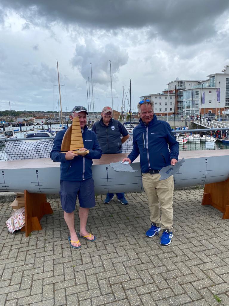 HP30 Class Nationals - Jerry and Richie with the trophy photo copyright Joe Hall taken at Island Sailing Club, Cowes and featuring the HP30 class