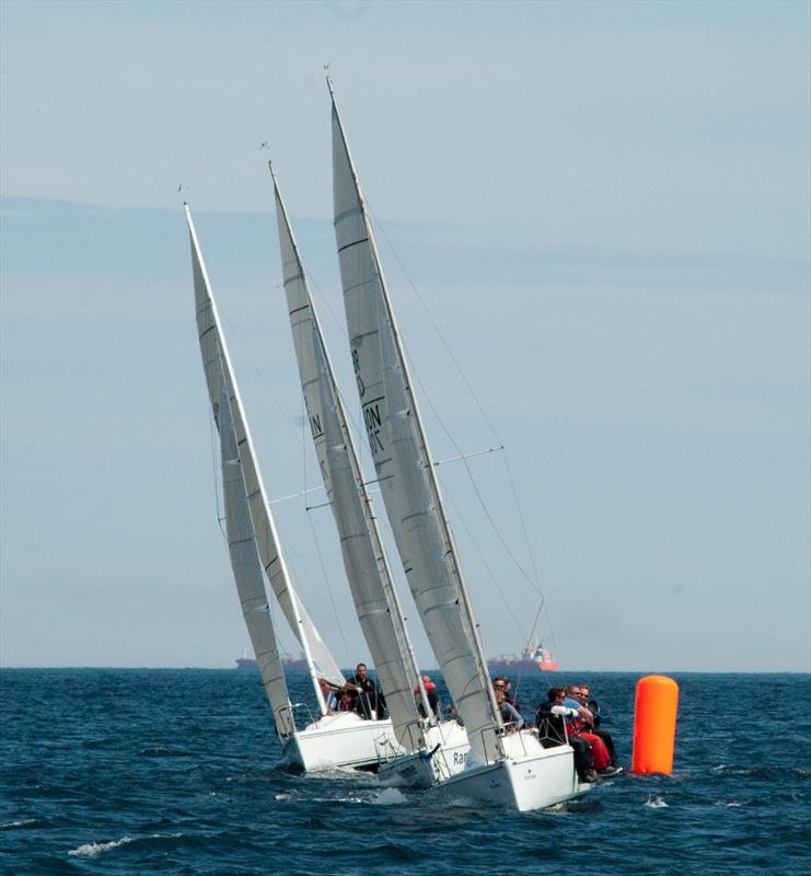 Winning boat Seaword leads Rammie and More-T-Vicar to the line in the last race during the 707 Northern Championship photo copyright Dave Kitchen taken at Tees and Hartlepool Yacht Club and featuring the 707 class